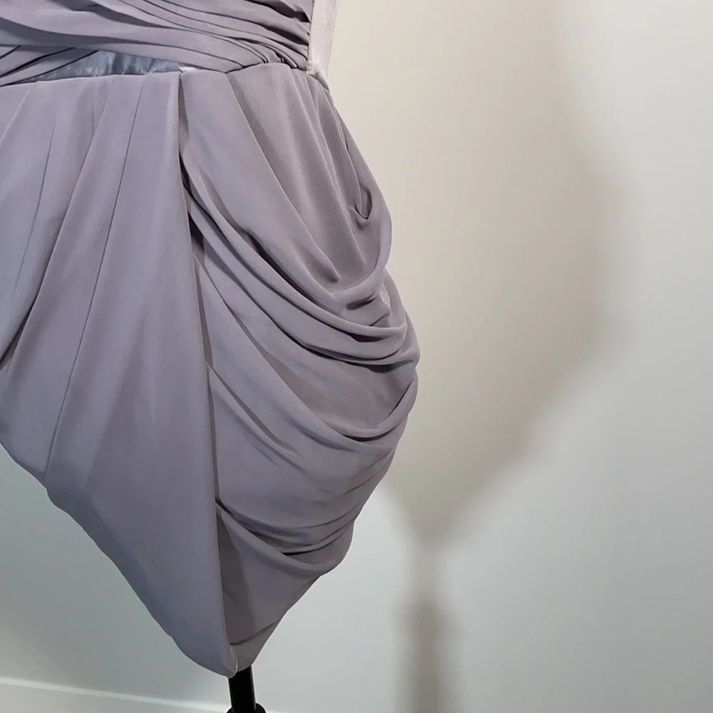 Walter Baker Grey Ruched Tie Back Sleeveless Halter Mini Dress M - Picture 7 of 16